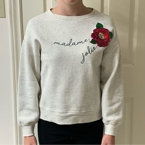 🌷3 for$25🌷Zara Girls, US 13-14, Grey Embroidered Floral Sequin Sweatshirt